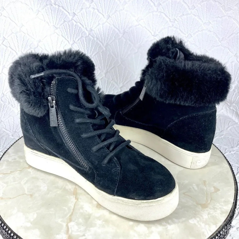 J/SLIDES Black Ankle Booties with Fur Detail - Picture 9 of 11